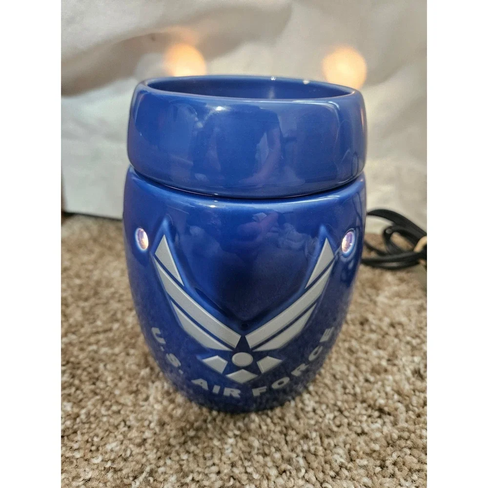 Scentsy US Air Force Electric Wax Warmer Blue Ceramic Military Logo 25W Bulb